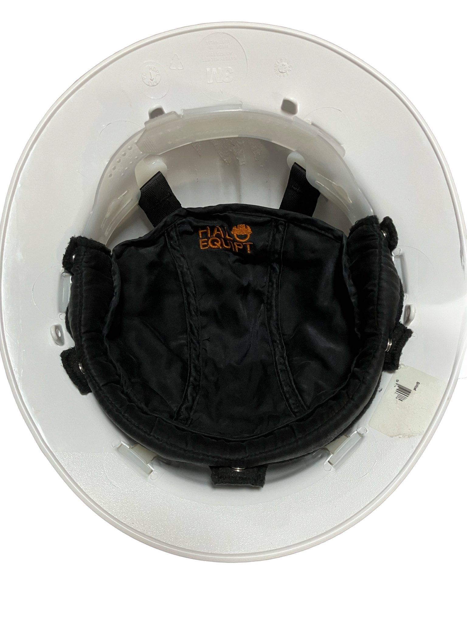 HALO Lid Liner in black, fitted inside a white hard hat