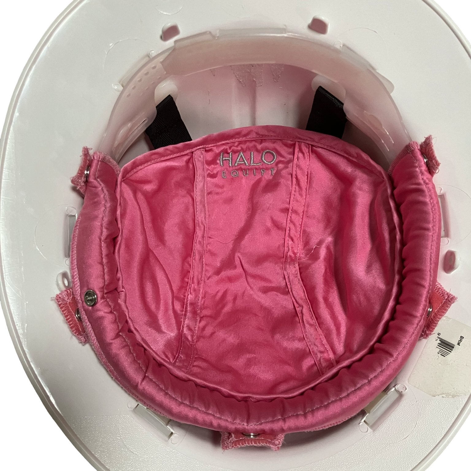 HALO Lid Liner in pink, fitted inside a white hard hat