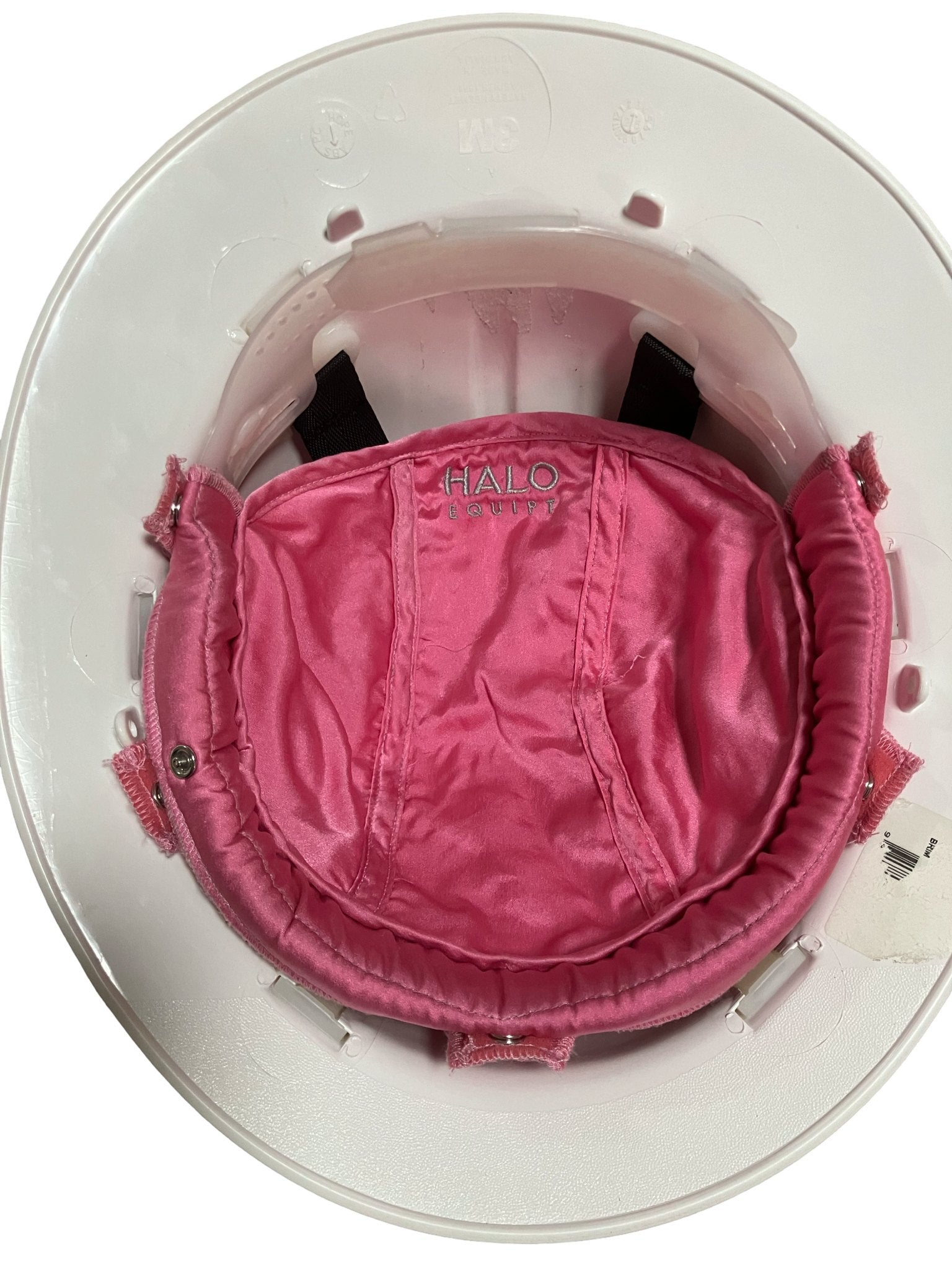 HALO Lid Liner in pink, fitted inside a white hard hat
