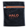 Black HALO Wash Bag, zipped mesh with an orange zip and an orange HALO EQUIPT wordmark.